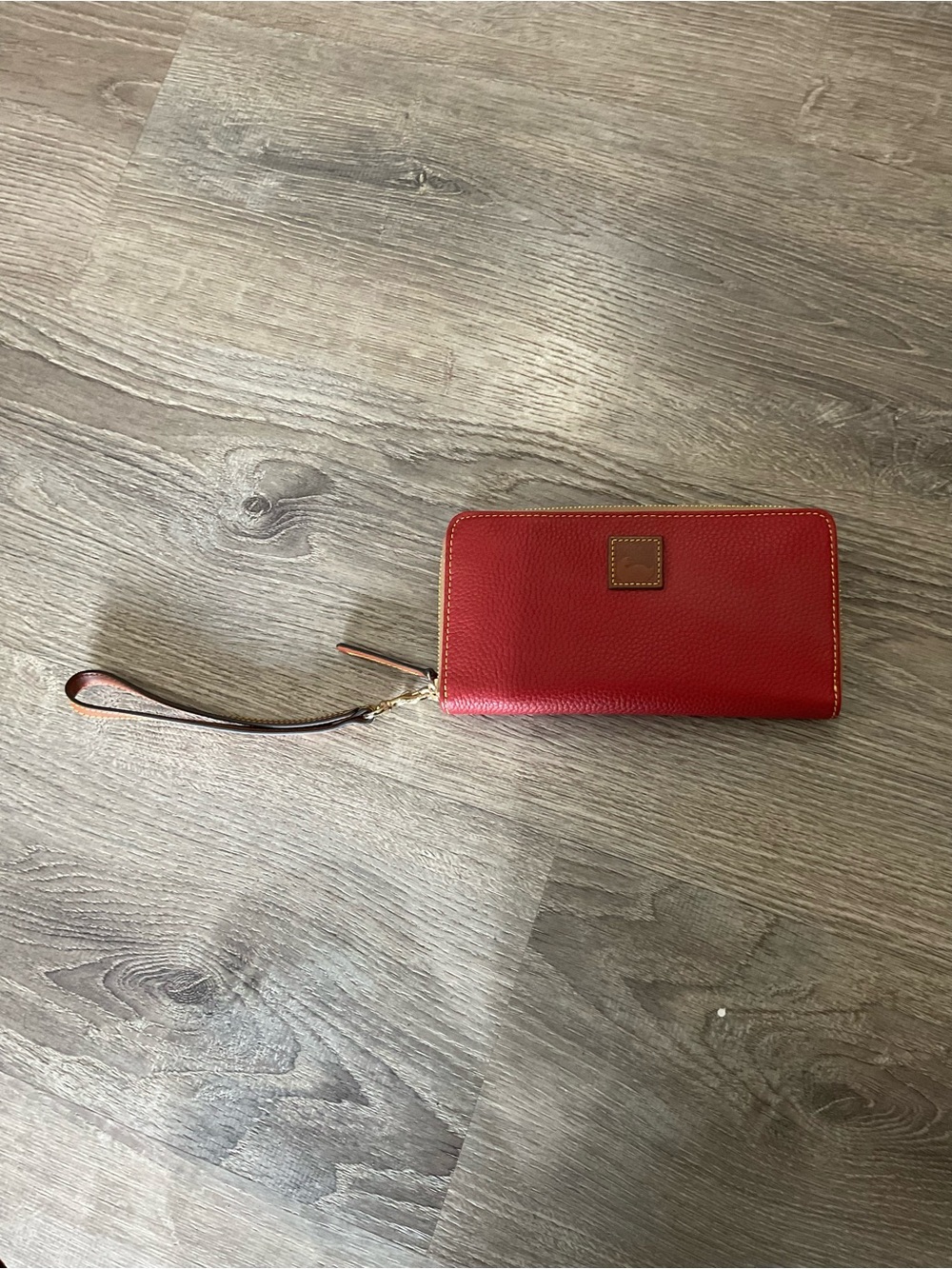 Red Wristlet Wallet with Leather Trim